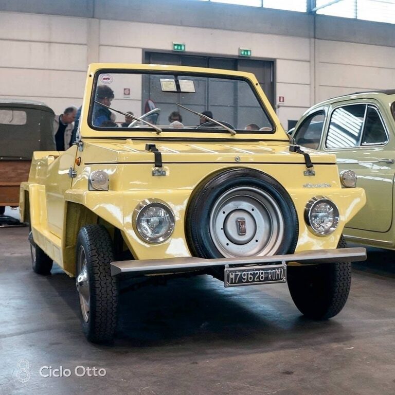 Savio Albarella 500 Roma-M79628, Frontalansicht mit Reserverad und Kennzeichen