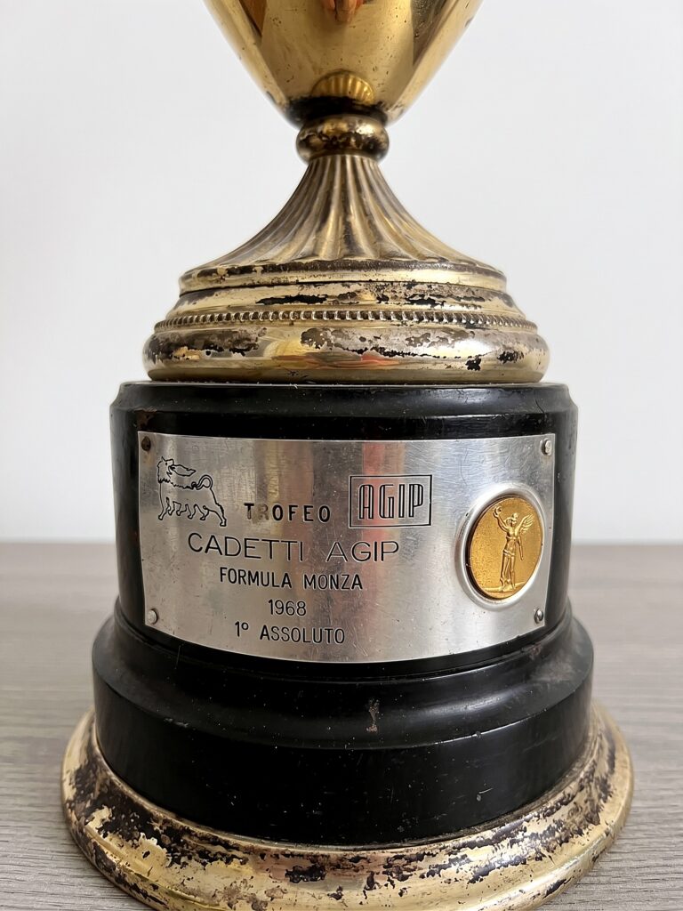 Die Tafel des Pokals: TROFEO AGIP, CADETTI AGIP, FORMULA MONZA, 1968, 1° ASSOLUTO