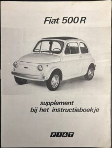 Fiat 500 R – Supplement bij het instructieboekje