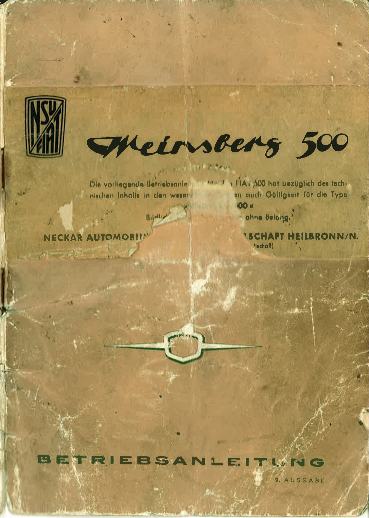 Neckar Weinsberg 500, Betriebsanleitung, 9. Ausgabe