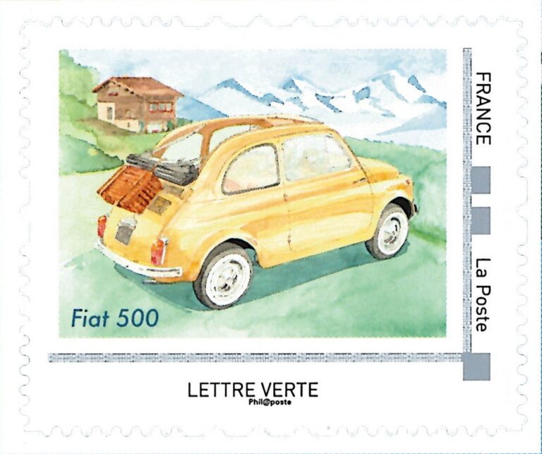 Briefmarke Frankreich «Lettre verte» mit dem Fiat 500