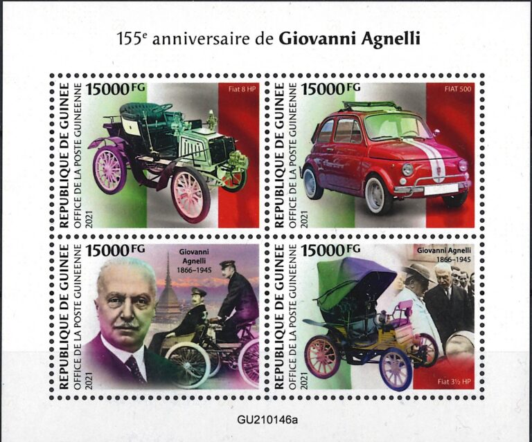 Kleinbogen Guinea 2021 «155e anniversaire de Giovanni Agnelli»
