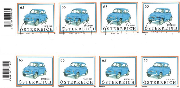 Markenbogen Österreich «Puch 500» 65 mit Bogenrand, 2011