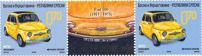 Briefmarken Republika Srpska 2009 mit Zierfeld «Fiat 500 (1957 – 1975)»