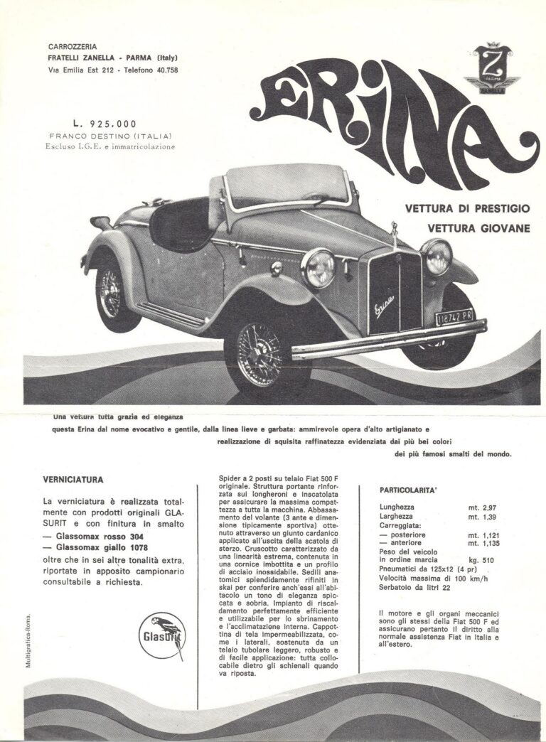 Zanella Erina Prospekt, Einzelblatt