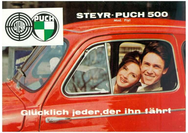 Steyr-Puch 500 D, 500 DL, Mod. Fiat, deutscher Prospekt 28/44.919, Blatt 1