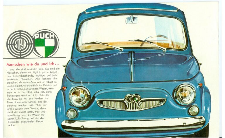 Steyr-Puch 500 D, 650 T, 650 TR, 700 C, deutscher Prospekt 371/28/4615, Blatt 1