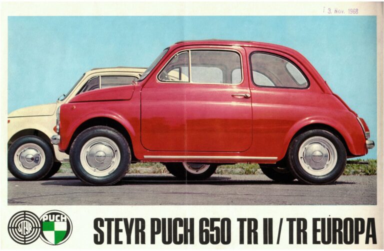 Steyr-Puch 650 TR II, TR Europa, deutscher Prospekt, Blatt 1