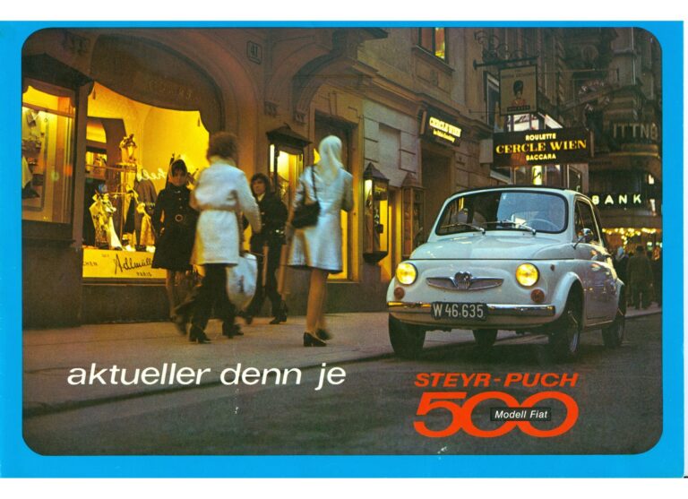 Steyr-Puch 500 Modell Fiat, deutscher Prospekt 874/III/71, Blatt 1