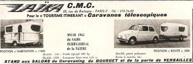 Franzoesische Anzeige: Laika C.M.C., 55 rue de Bretagne Paris, caravanes telescopiques, Oscar 1965 du Salon International de la Nature