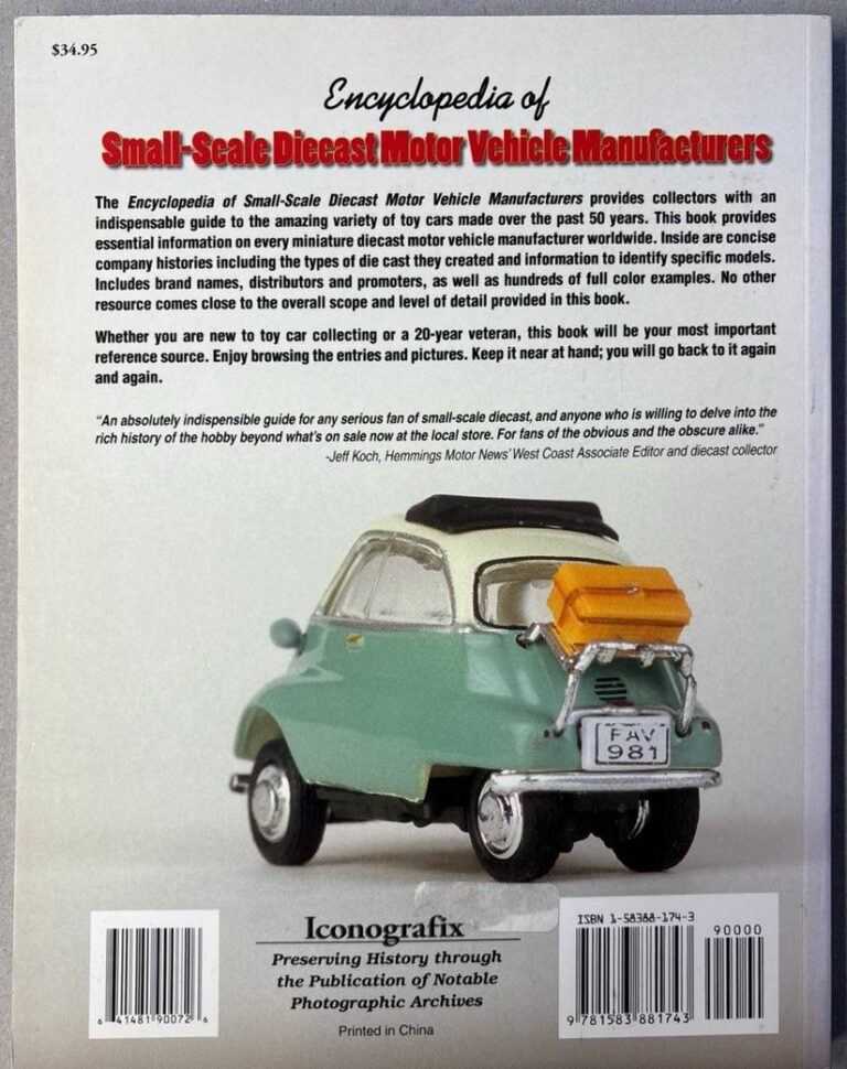 Encyclopedia of Small-Scale Diecast Motor Vehicle Manufacturers – Rückseite
