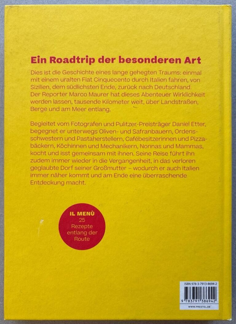 Meine italienische Reise – Rückseite